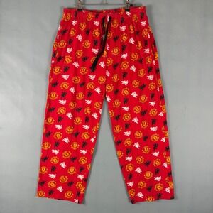 Manchester United FC Men's XL Red All Over Logo Pajama Pants Lounge Drawstring